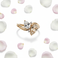 14K Yellow Gold Lime Quartz & Smokey Quartz Bypass Ring with Diamond Accents