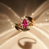 10K Yellow Gold Marquise Ruby & Diamond Ring - Marketing Image 3