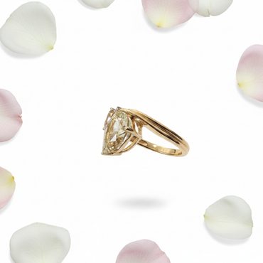 14K Yellow Gold Lime Quartz & Smokey Quartz Bypass Ring with Diamond Accents