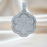 10K white gold .58ctw diamond quatrefoil clover pavé pendant, front view