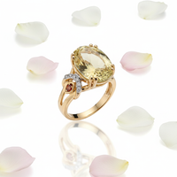 14K Yellow Gold Oval Lime Quartz & Citrine Ring