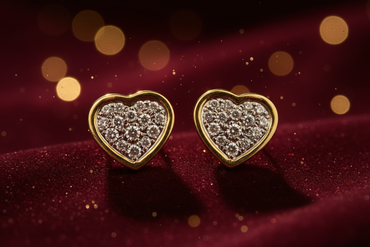 1/2 CTW Diamond Heart Stud Earrings in 14K Yellow Gold