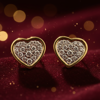1/2 CTW Diamond Heart Stud Earrings in 14K Yellow Gold