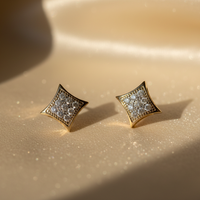 10K Yellow Gold Natural Diamond Micro Pavé Kite Stud Earrings - Marketing Image