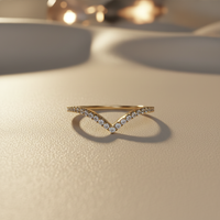 10K Yellow Gold Diamond Chevron Style Ladies Wedding Band - marketing image side