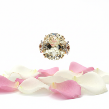 14K Yellow Gold Oval Lime Quartz & Citrine Ring