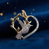 1/4 CTW Diamond Dove Heart Pendant in 10K Yellow Gold
