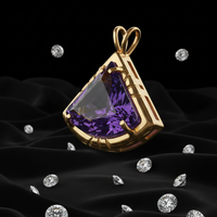 14K Yellow Gold Fan-Cut Amethyst Pendant - Three-Quarter Angle