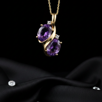 14K White Gold Dual Oval Amethyst Diamond Bypass Pendant - Full View