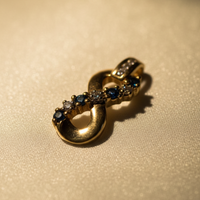 10K Yellow Gold Sapphire & Diamond Infinity Pendant – Detail View