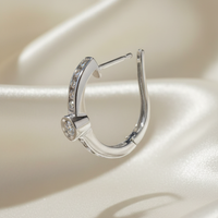 14K White Gold Channel Diamond Hoop Earrings – Bezel Detail