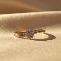 10K Yellow Gold Diamond Star Pavé Ring - Marketing Image 4