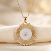 DOV white agate diamond medallion pendant with included chain, front view