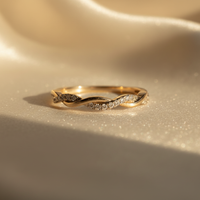 10K Yellow Gold Diamond Twisted Band Ring - side profile