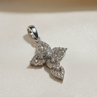 10K White Gold 1/6 TDW Natural Diamond Fashion Cross Pendant - angle 1