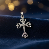 1/12 CTW Natural Diamond Heart Cross Pendant in 10K White Gold