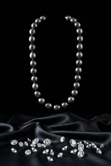 Baroque Tahitian pearl strand necklace - U-shape view