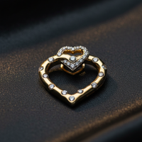 10K Yellow Gold Diamond Double Heart Slide Pendant – Diamond and Slide Detail
