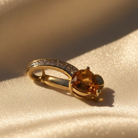 14K Yellow Gold Pear Citrine & Diamond Pendant - editorial three quarter