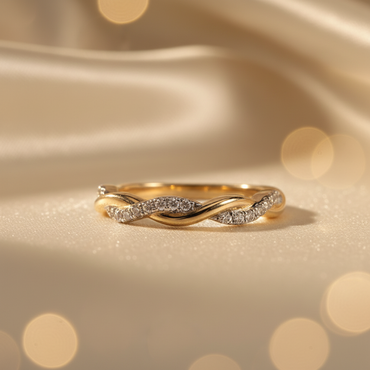 10K Yellow Gold Diamond Stackable Twisted Band Ring - marketing image side