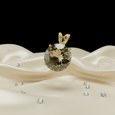 14KT Yellow Gold Custom Lemon Quartz Solitaire Pendant
