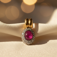 18K Two-Tone Gold Ruby & Diamond Pendant - angle 1