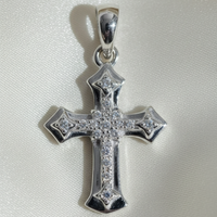 10K White Gold 1/20ctw Diamond Cross Pendant - angle 1