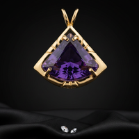 14K Yellow Gold Fan-Cut Amethyst Pendant - Full View