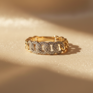 10K Yellow Gold Diamond Chain Style Ring - Marketing Image 2