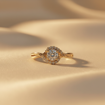10K Yellow Gold Diamond Halo Promise Ring - Marketing Image 3