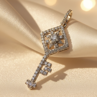 14K Yellow Gold Diamond Key Pendant - marketing image 2
