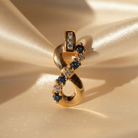 10K Yellow Gold Sapphire & Diamond Infinity Pendant – Front View