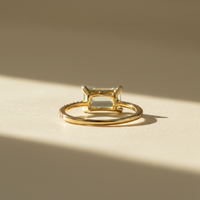 14K Yellow Gold Green Amethyst & Diamond Ring - Editorial Side Profile