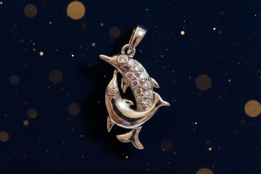 Diamond Dolphin Pendant in 10K White Gold