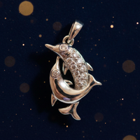 Diamond Dolphin Pendant in 10K White Gold
