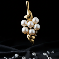 Yellow gold freshwater pearl cluster pendant - full view