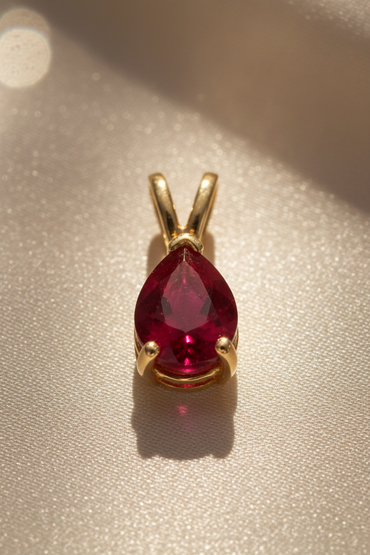 14K Yellow Gold 1.36ct Natural Ruby Pendant - angle 2