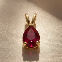 14K Yellow Gold 1.36ct Natural Ruby Pendant - angle 2