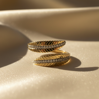 10K Yellow Gold Diamond Leaf Bypass Ring - Marketing Image 2