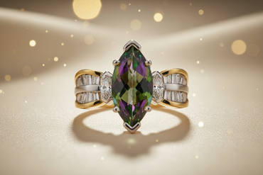 2.44 CT Mystic Topaz & Diamond Ring in 14K Two-Tone Gold