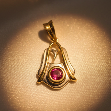 14K Two-Tone Gold Ruby Pendant - angle 3