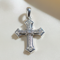 10K White Gold 1/20ctw Diamond Cross Pendant - angle 4