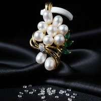 Yellow gold freshwater pearl cluster pendant - full view