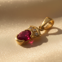 14K Yellow Gold Ruby & Diamond Pendant - angle 1