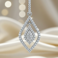 10K white gold .25ctw diamond open teardrop floating cluster pendant, front view