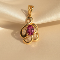 14K Yellow Gold Ruby Pendant - angle 3