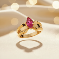 10K Yellow Gold Marquise Ruby Solitaire Ring - Marketing Image 2