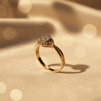 10K Yellow Gold Diamond Halo Promise Ring - Marketing Image 2