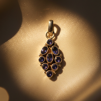 Sterling silver iolite 9-stone cluster pendant - editorial marketing image 2