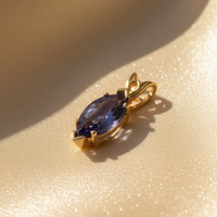14K Yellow Gold Marquise Tanzanite Pendant - Front View